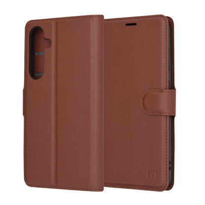 Deksel for Samsung Galaxy S24+ S926, Techsuit, Leather Folio, Brun