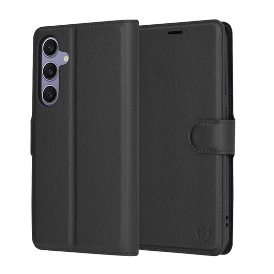 Deksel for Samsung Galaxy S24+ S926, Techsuit, Leather Folio, Svart