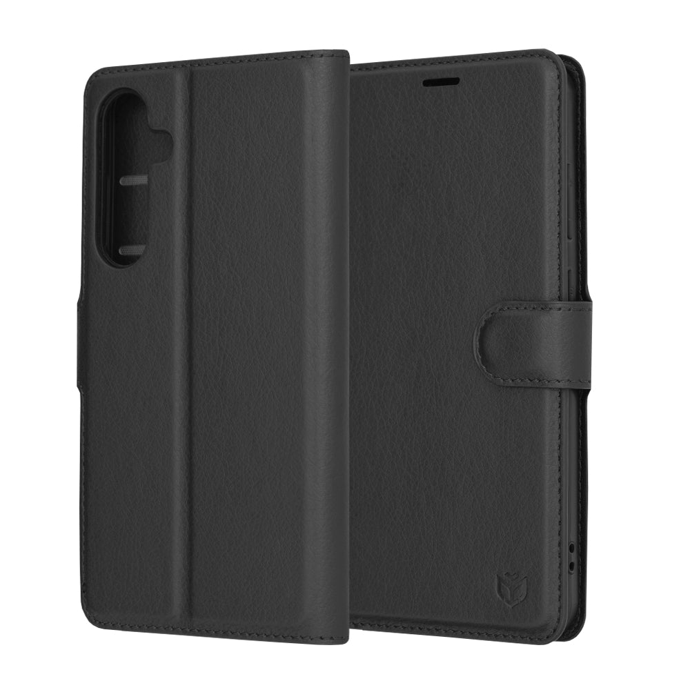 Deksel for Samsung Galaxy S24+ S926, Techsuit, Leather Folio, Svart