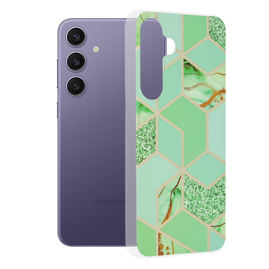 Deksel til Samsung Galaxy S24+ S926, Techsuit, Marble, Grønn
