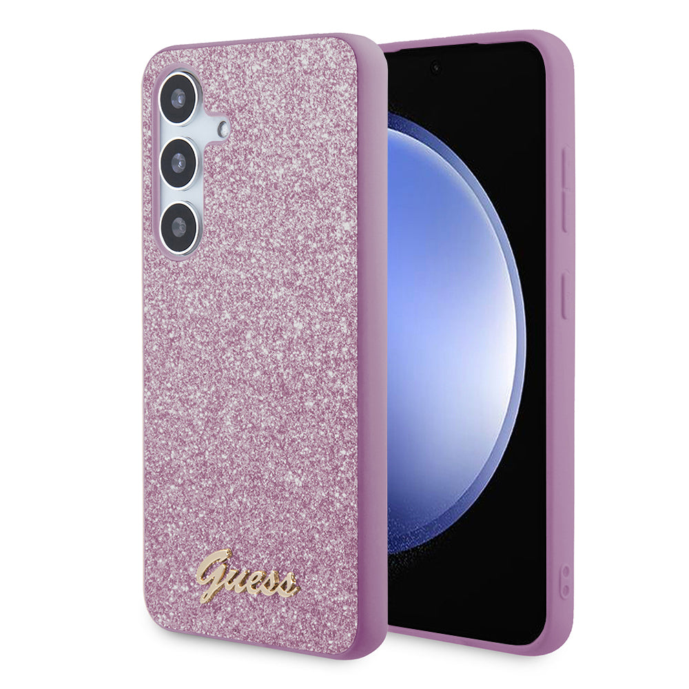 Deksel for Samsung Galaxy S24 S921, Guess, Glitter Script, Lilla