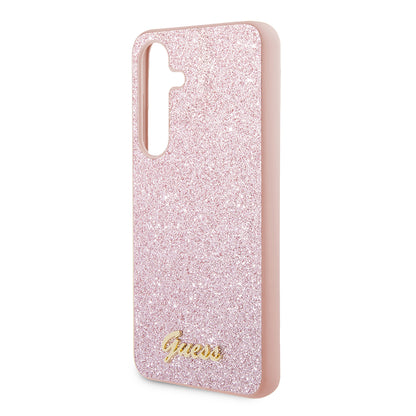 Deksel for Samsung Galaxy S24 S921, Guess, Glitter Script, Rosa