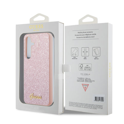 Deksel for Samsung Galaxy S24 S921, Guess, Glitter Script, Rosa