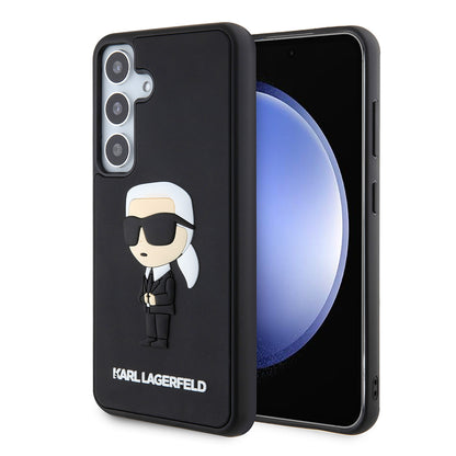 Deksel for Samsung Galaxy S24 S921, Karl Lagerfeld, 3D Rubber Ikonik Karl, Svart