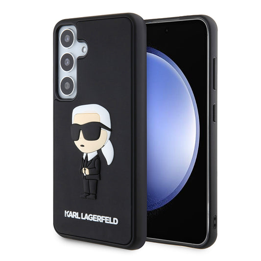 Deksel for Samsung Galaxy S24 S921, Karl Lagerfeld, 3D Rubber Ikonik Karl, Svart