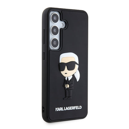 Deksel for Samsung Galaxy S24 S921, Karl Lagerfeld, 3D Rubber Ikonik Karl, Svart