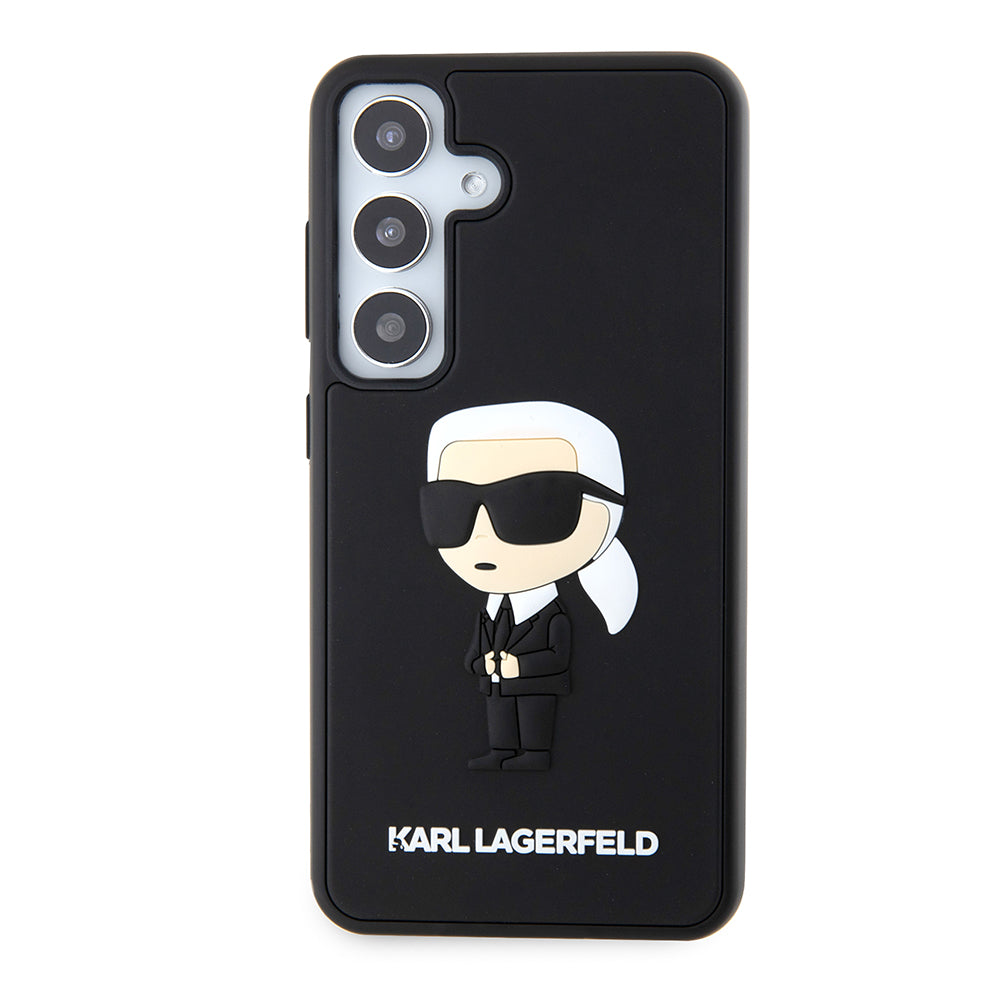 Deksel for Samsung Galaxy S24 S921, Karl Lagerfeld, 3D Rubber Ikonik Karl, Svart
