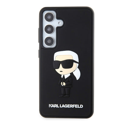 Deksel for Samsung Galaxy S24 S921, Karl Lagerfeld, 3D Rubber Ikonik Karl, Svart