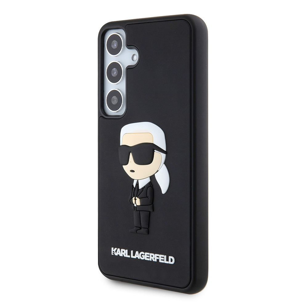 Deksel for Samsung Galaxy S24 S921, Karl Lagerfeld, 3D Rubber Ikonik Karl, Svart