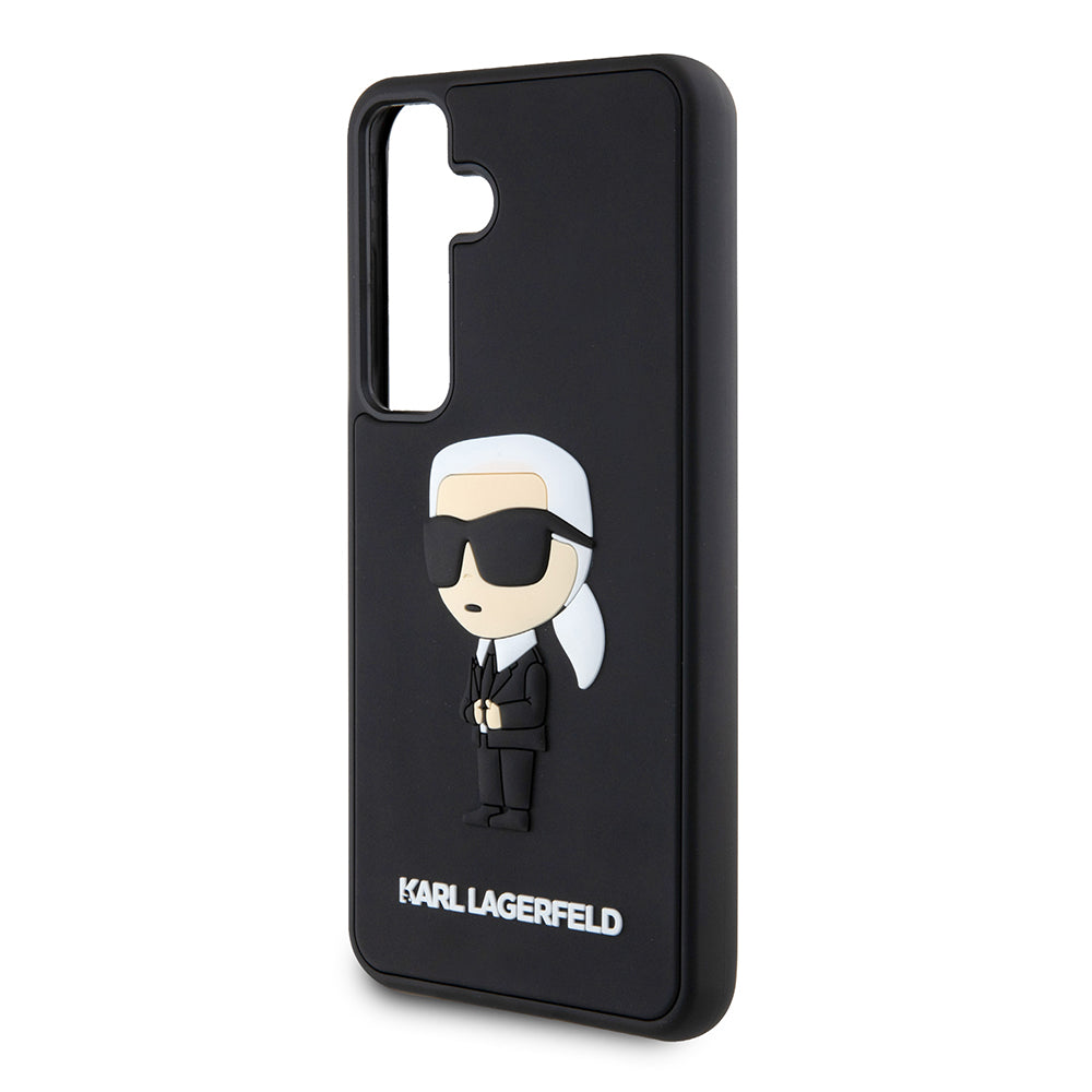Deksel for Samsung Galaxy S24 S921, Karl Lagerfeld, 3D Rubber Ikonik Karl, Svart
