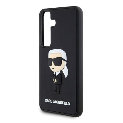 Deksel for Samsung Galaxy S24 S921, Karl Lagerfeld, 3D Rubber Ikonik Karl, Svart