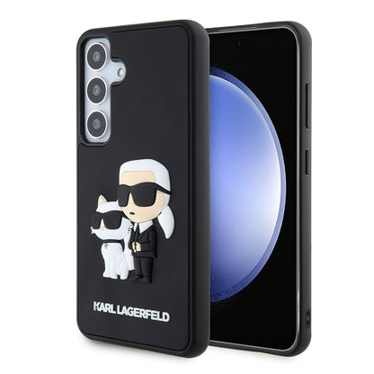 Deksel for Samsung Galaxy S24 S921, Karl Lagerfeld, 3D Rubber Karl & Choupette, Svart