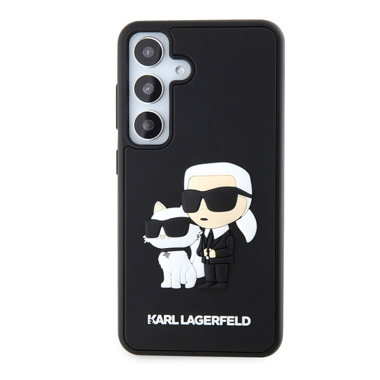 Deksel for Samsung Galaxy S24 S921, Karl Lagerfeld, 3D Rubber Karl & Choupette, Svart
