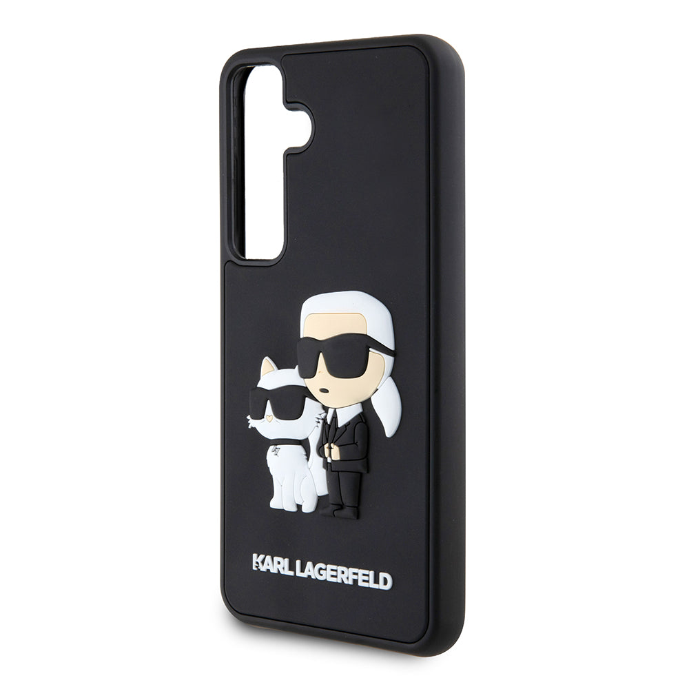 Deksel for Samsung Galaxy S24 S921, Karl Lagerfeld, 3D Rubber Karl & Choupette, Svart