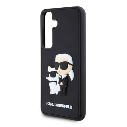 Deksel for Samsung Galaxy S24 S921, Karl Lagerfeld, 3D Rubber Karl & Choupette, Svart