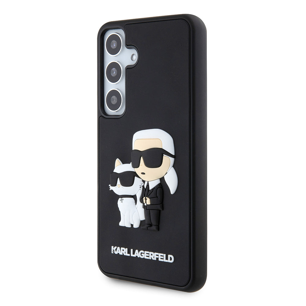 Deksel for Samsung Galaxy S24 S921, Karl Lagerfeld, 3D Rubber Karl & Choupette, Svart