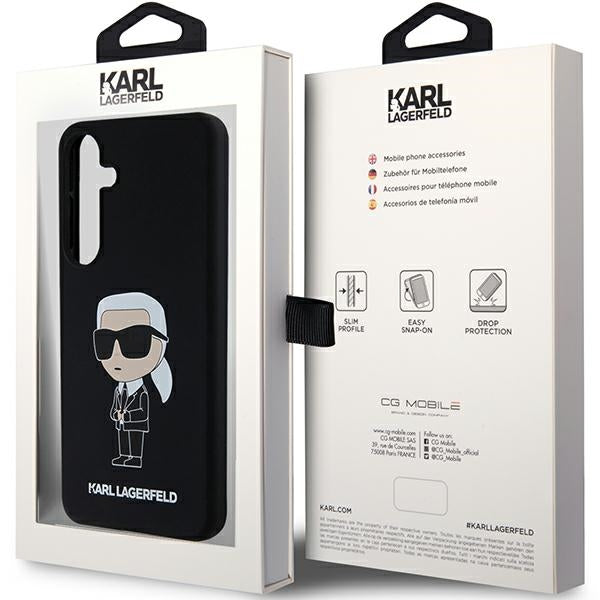 Deksel for Samsung Galaxy S24 S921, Karl Lagerfeld, Silicone Ikonik NFT, Svart