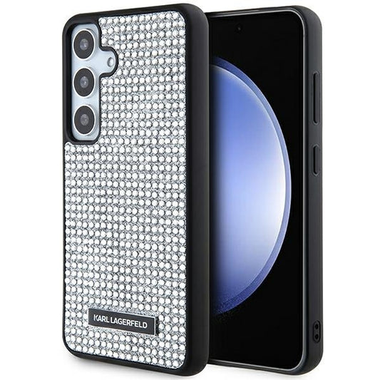 Deksel for Samsung Galaxy S24 S921, Karl Lagerfeld, Rhinestone Metal Plate, Sølv