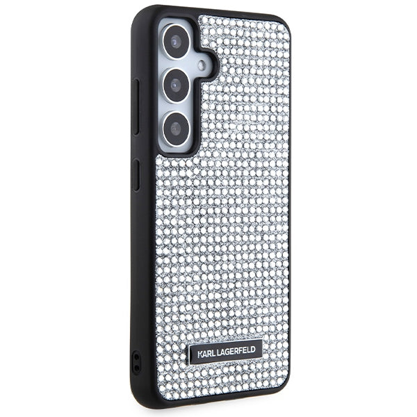 Deksel for Samsung Galaxy S24 S921, Karl Lagerfeld, Rhinestone Metal Plate, Sølv