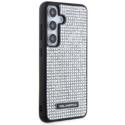 Deksel for Samsung Galaxy S24 S921, Karl Lagerfeld, Rhinestone Metal Plate, Sølv