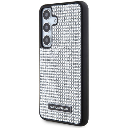Deksel for Samsung Galaxy S24 S921, Karl Lagerfeld, Rhinestone Metal Plate, Sølv