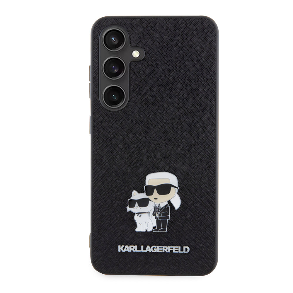 Deksel for Samsung Galaxy S24 S921, Karl Lagerfeld, Saffiano Karl & Choupette Metal, Svart