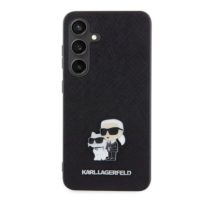 Deksel for Samsung Galaxy S24 S921, Karl Lagerfeld, Saffiano Karl & Choupette Metal, Svart