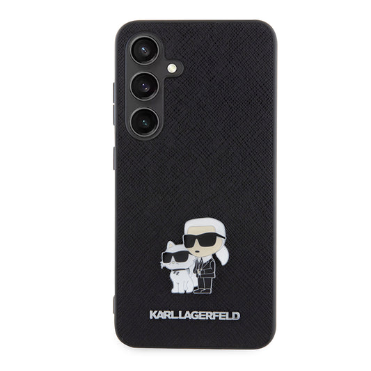 Deksel for Samsung Galaxy S24 S921, Karl Lagerfeld, Saffiano Karl & Choupette Metal, Svart