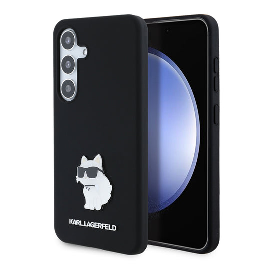 Deksel for Samsung Galaxy S24 S921, Karl Lagerfeld, Silicone Choupette, Svart