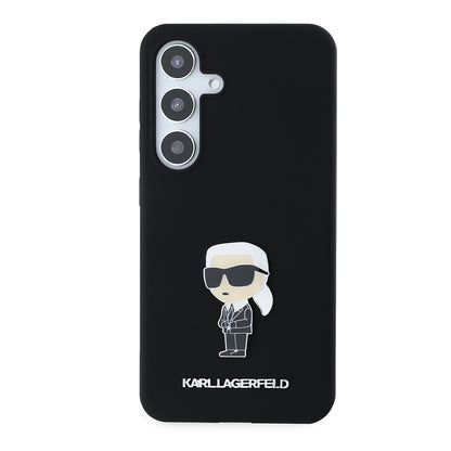 Deksel for Samsung Galaxy S24 S921, Karl Lagerfeld, Silicone Ikonik Karl Metal, Svart