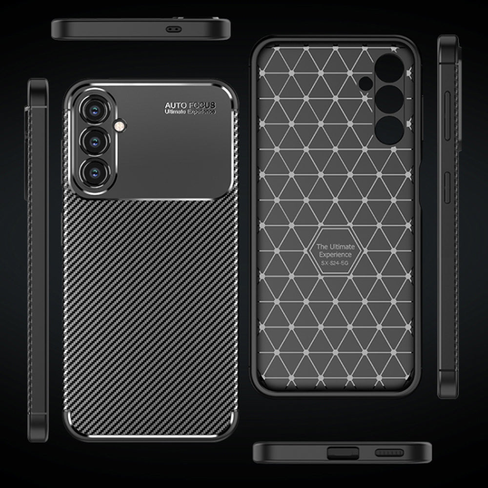 Deksel for Samsung Galaxy S24 S921, Techsuit, CarbonFiber, Svart