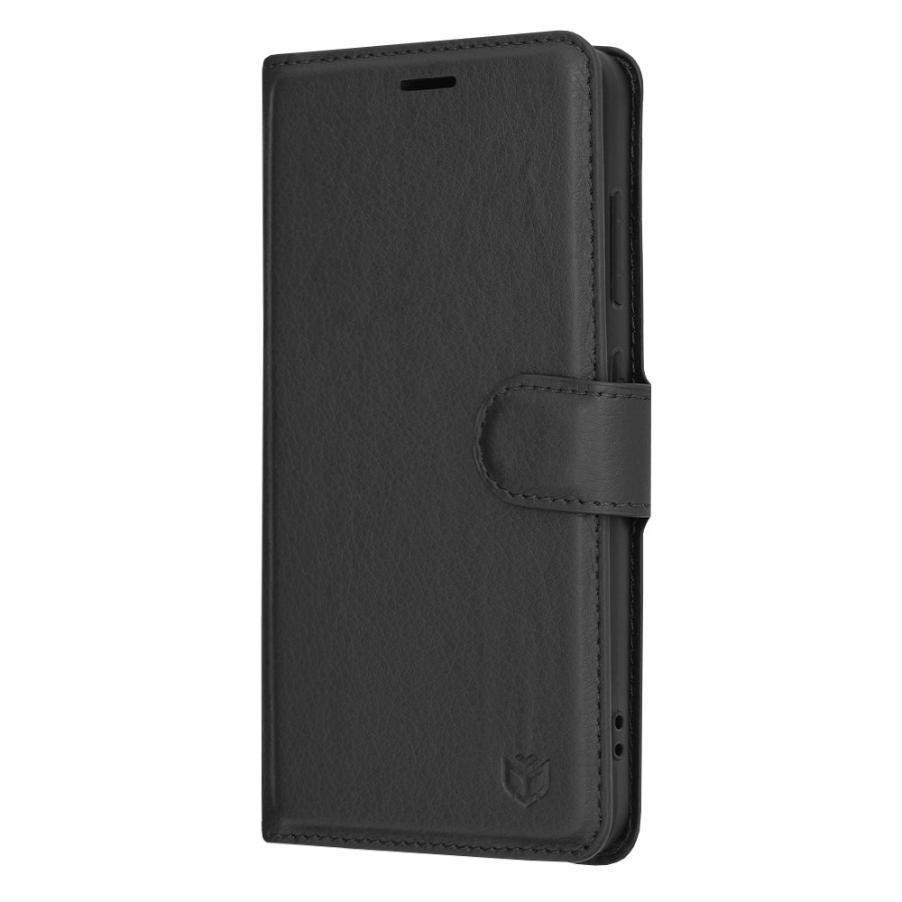 Deksel for Samsung Galaxy S24 S921, Techsuit, Leather Folio, Svart