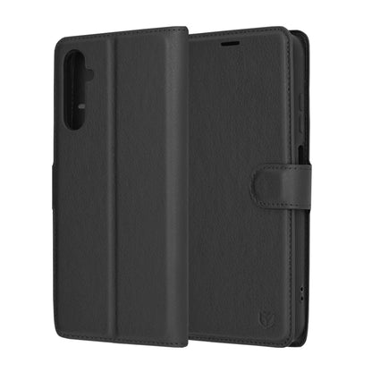 Deksel for Samsung Galaxy S24 S921, Techsuit, Leather Folio, Svart