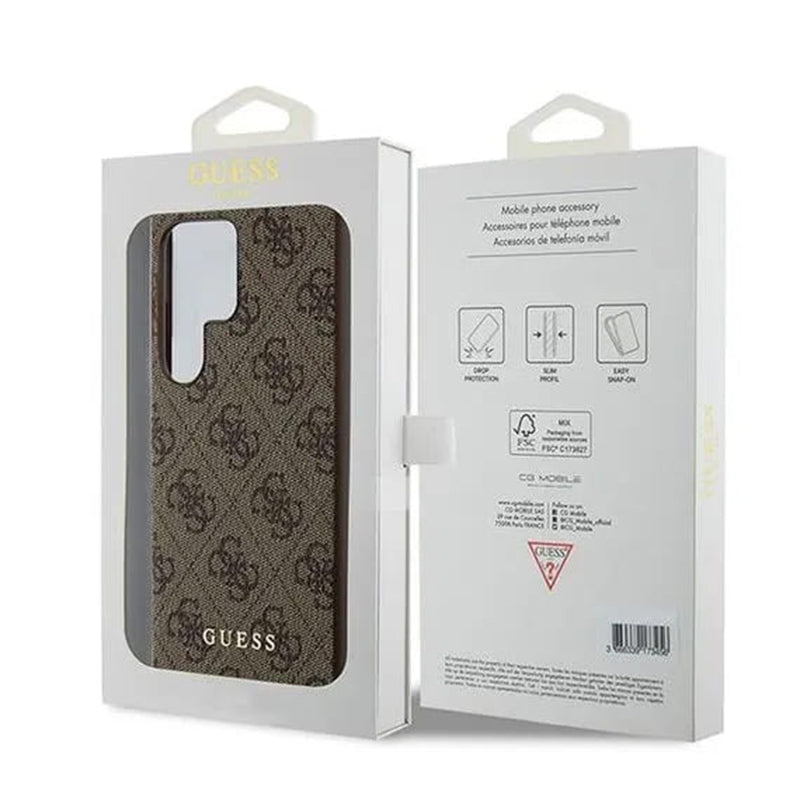Deksel for Samsung Galaxy S24 Ultra S928, Guess, 4G Metal Gold Logo, Brun