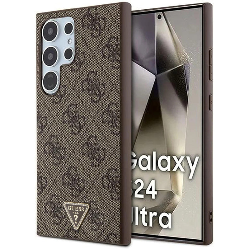 Deksel for Samsung Galaxy S24 Ultra S928, Guess, 4G Triangle Strass, Brun