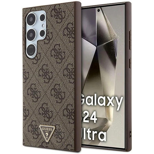 Deksel for Samsung Galaxy S24 Ultra S928, Guess, 4G Triangle Strass, Brun