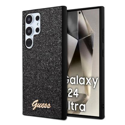 Deksel for Samsung Galaxy S24 Ultra S928, Guess, Glitter Script, Svart