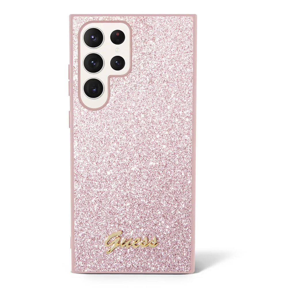 Deksel for Samsung Galaxy S24 Ultra S928, Guess, Glitter Script, Rosa