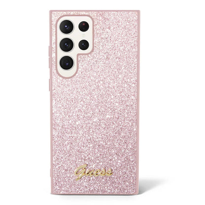 Deksel for Samsung Galaxy S24 Ultra S928, Guess, Glitter Script, Rosa