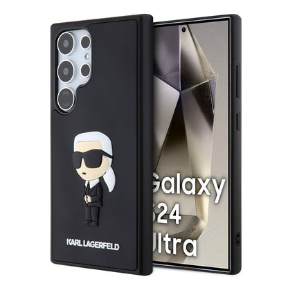 Deksel for Samsung Galaxy S24 Ultra S928, Karl Lagerfeld, 3D Rubber Ikonik Karl, Svart