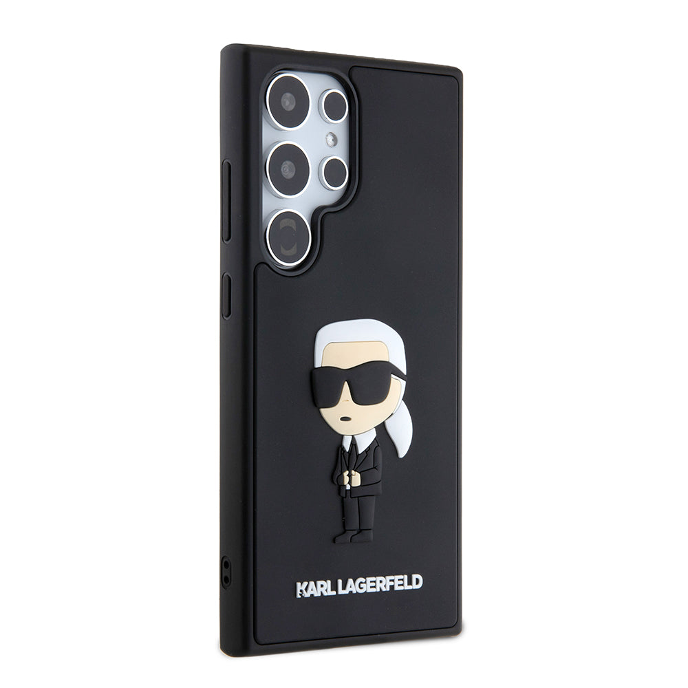 Deksel for Samsung Galaxy S24 Ultra S928, Karl Lagerfeld, 3D Rubber Ikonik Karl, Svart