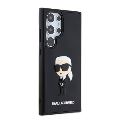 Deksel for Samsung Galaxy S24 Ultra S928, Karl Lagerfeld, 3D Rubber Ikonik Karl, Svart