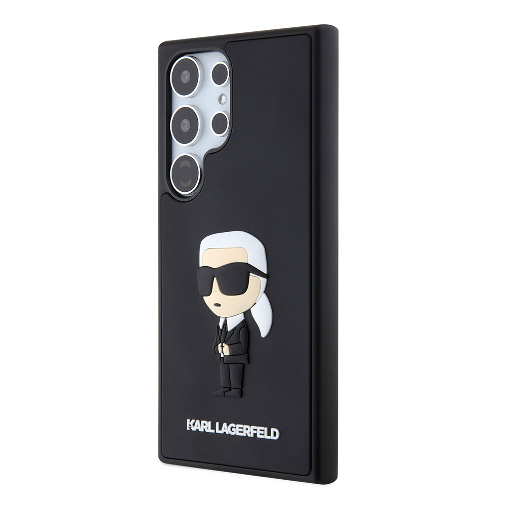 Deksel for Samsung Galaxy S24 Ultra S928, Karl Lagerfeld, 3D Rubber Ikonik Karl, Svart