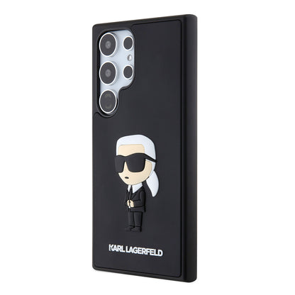 Deksel for Samsung Galaxy S24 Ultra S928, Karl Lagerfeld, 3D Rubber Ikonik Karl, Svart
