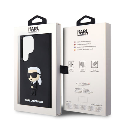 Deksel for Samsung Galaxy S24 Ultra S928, Karl Lagerfeld, 3D Rubber Ikonik Karl, Svart
