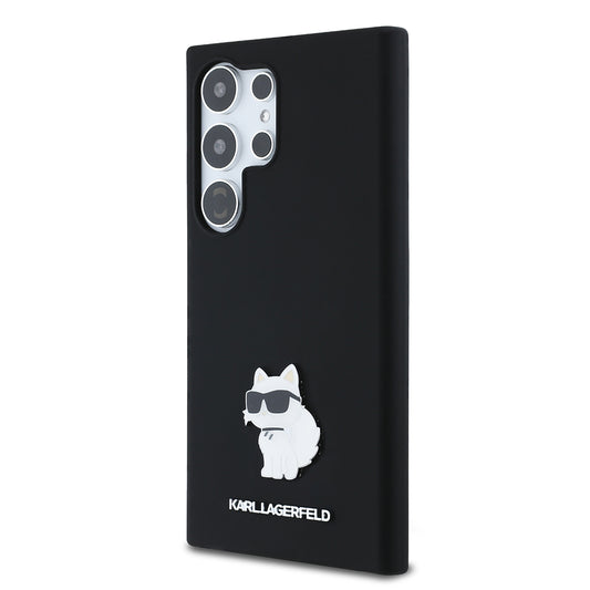 Deksel for Samsung Galaxy S24 Ultra S928, Karl Lagerfeld, Silicone Choupette Metal, Svart