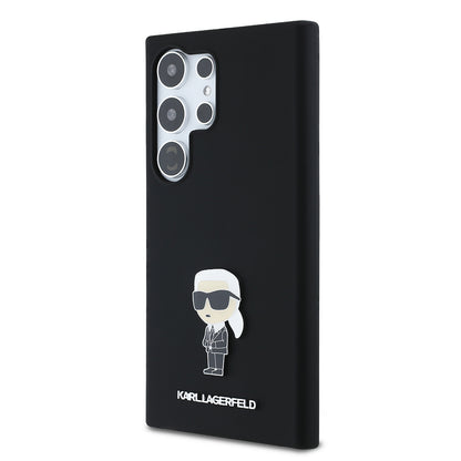 Deksel for Samsung Galaxy S24 Ultra S928, Karl Lagerfeld, Silicone Ikonik Karl, Svart