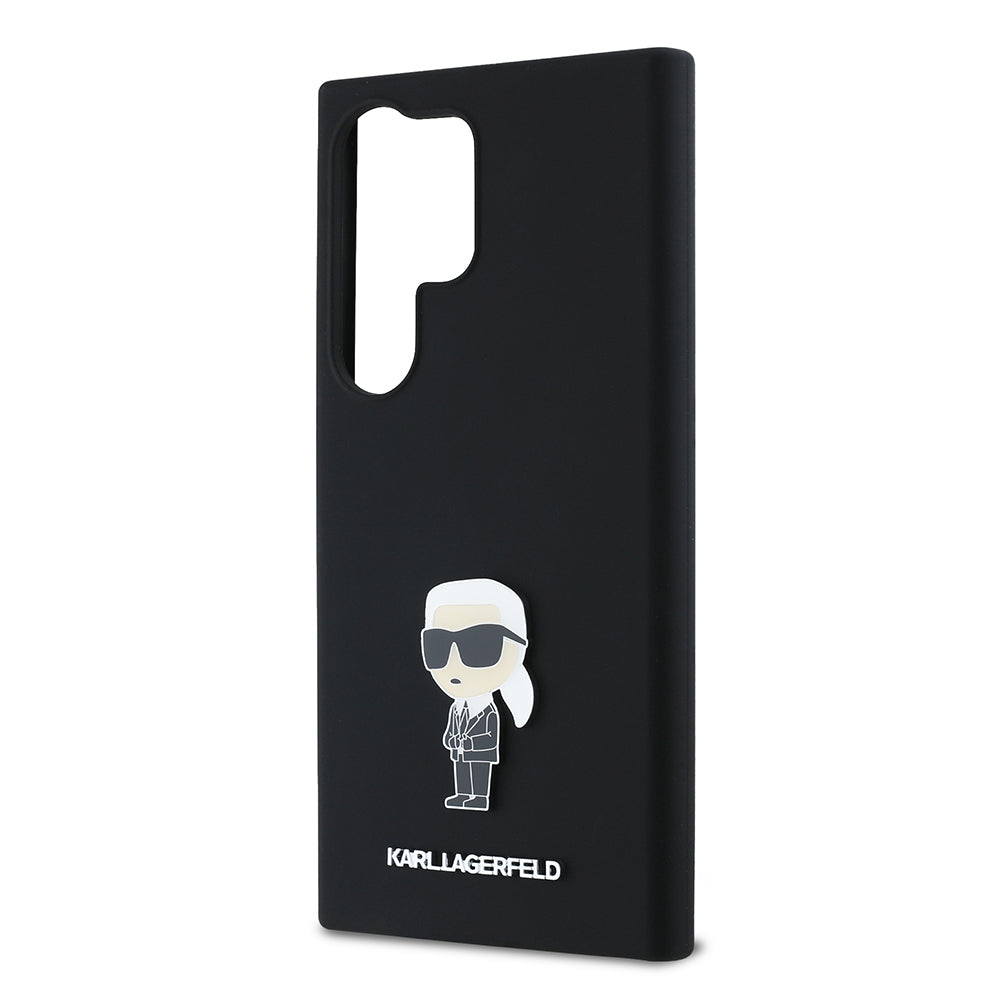 Deksel for Samsung Galaxy S24 Ultra S928, Karl Lagerfeld, Silicone Ikonik Karl, Svart