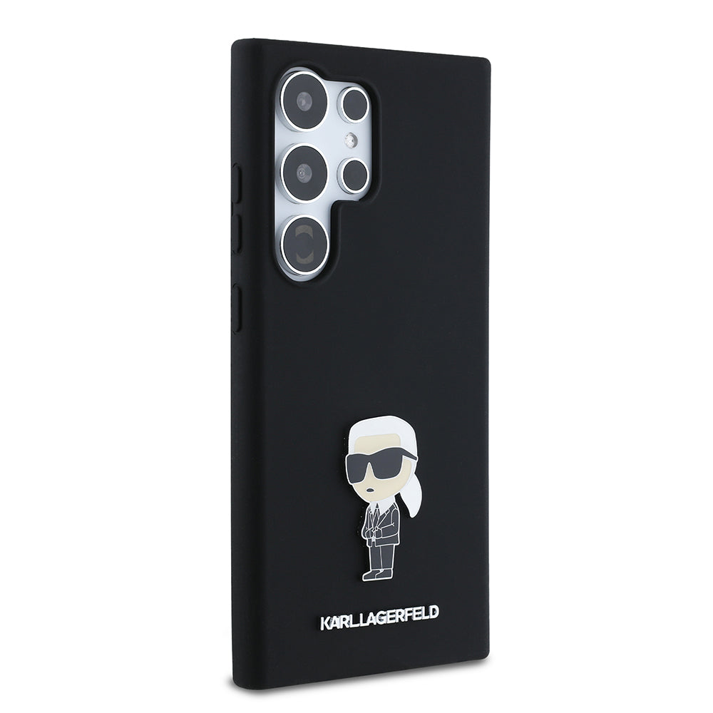 Deksel for Samsung Galaxy S24 Ultra S928, Karl Lagerfeld, Silicone Ikonik Karl, Svart