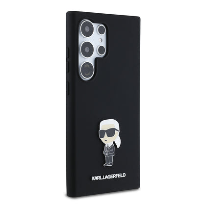 Deksel for Samsung Galaxy S24 Ultra S928, Karl Lagerfeld, Silicone Ikonik Karl, Svart